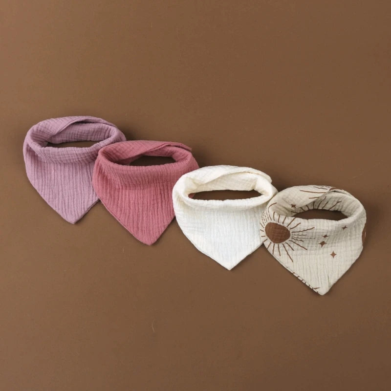 4Pcs/Lot Baby Bibs Muslin Cotton Stuff Newborn Solid Color Snap Button Soft  Saliva Towel Burp Cloth Feeding Drool Bibs