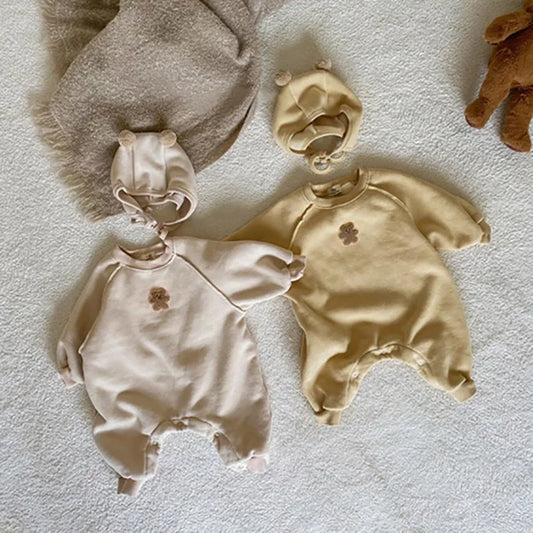 Autumn Winter Baby Newborn Baby Boys Girls Clothing Jumpsuits Cute Bear Embroidered Outfits Baby Costume 0-24M Newborn Romper