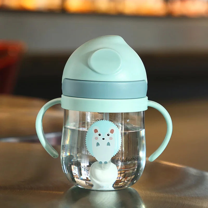 250ml baby feeding cup, children learn to feed, drinking bottle, training cup with straw, leak-proof and choking-proof baby cup