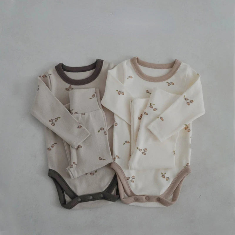 Baby Autumn Winter Clothing Newborn Boys Girls Floral Romper Bodysuits+Pants Cotton Clothes 0-24MInfant Costumes